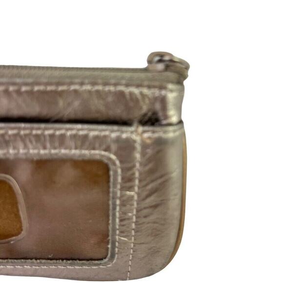 Fossil Womens Metallic Leather Coin Purse ID Holder Small Wallet Key Chain Bag - Picture 8 of 16